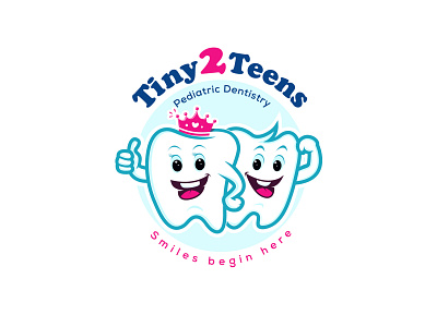 Tiny2Teens Pediatric Dentistry logo colorful logo dental dental logo dentistry logo design funny logo illustration logo logodesign logotype smiley teeth tooth tooth logo typography vector