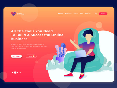 Web Header agency website app beautiful colorful design illustration online business uidesign vector web website