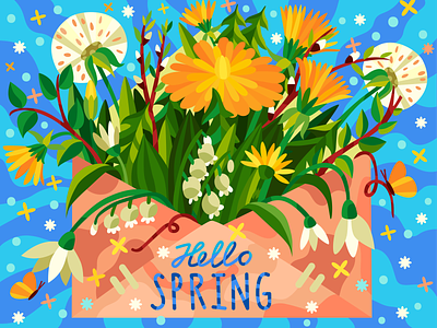 Spring mail adobe illustrator coloringbook dandelions envelope design flowers graphics illustration spring vector vector art vector illustration