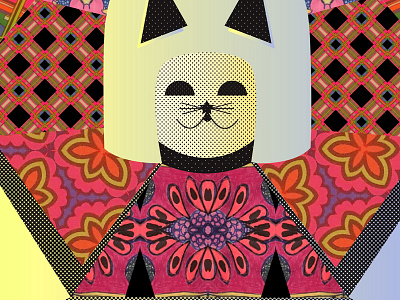 Mizz Kitty, the Vixen of Mixin' graphic design illustration kitty mixed media surface pattern