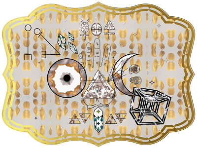 Mystification Fascination alchemy collage digital art gold handmade illustration ink silver surface pattern symbols