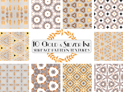 Gold and Silver Ink Pattern Textures