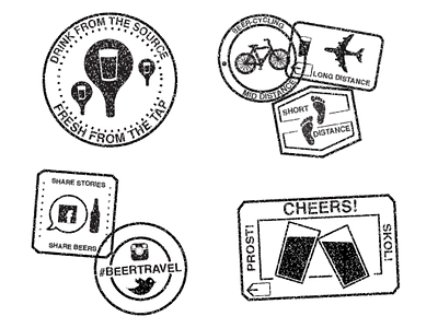 Society of Beer Travelers stamps badges beer icons passport stamps travel