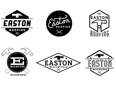 Easton Roofing concepts badge contractor hammer logo roofing