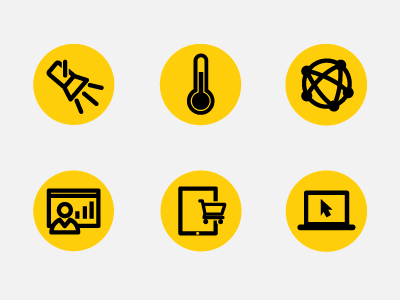 Black and Yellow Icons commerce icons marketing mobile network