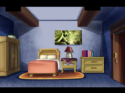 2D Interior Art Study 2d art artwork bedroom digital digital art environment illustration interior room