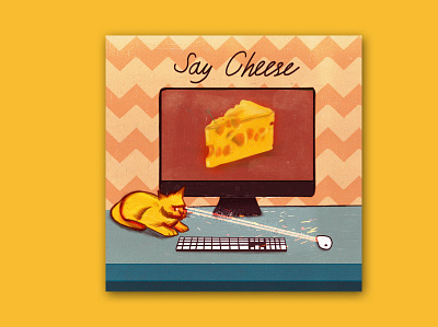 🧀Say Cheese🧀 2d bitmap cartoon cat character character design cheese comic computer drawing flat illustration illustrations laser mouse procreate