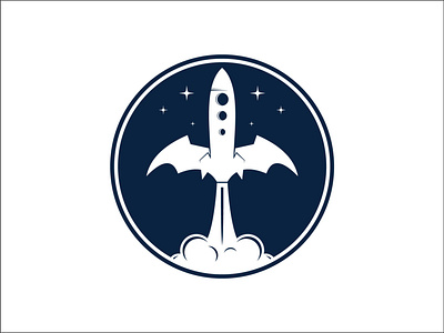 dark sky bat caracter design dark design illustration rocket sky stars vector wing