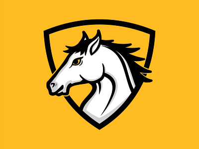 horse head shield logo vector illustration animal caracter design cartoon design head horse illustration shield vector