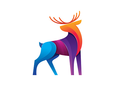 deer color full vector logo design illustration,