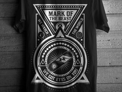Mark Of The Beast badge badges eye illustration logo masonic nwo propaganda retro seventharmy symbol tshirt