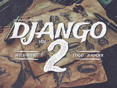 Django Vol 2 american badges gun horse logo native oldwest retro rifle vintage western wildwest