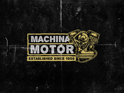 Machina Motor badges bike custom insignia logo machine motorcycle retro template vector vintage