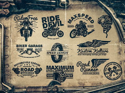 Retro Bikes Logos badges bike bikes logo logos motorcycle retro template vector vintage