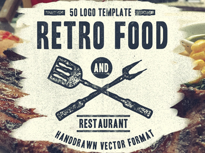 Food Logo Bundle badges bundle food insignia logo restaurant retro template vector vintage