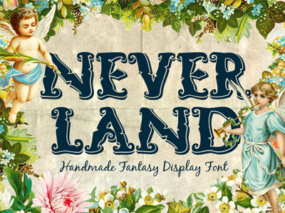 Neverland display fancy fantasy font invitation letterhead lettering ligatures opentype scrapbook typeface victorian