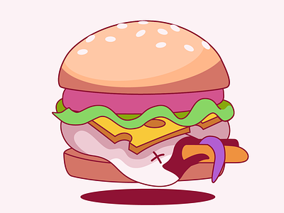 SwanBurger Logo branding burger cartoon illustration logo swan