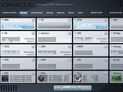 Oracle Server Admin Interface interface photoshop realistic ui design uiux ux design