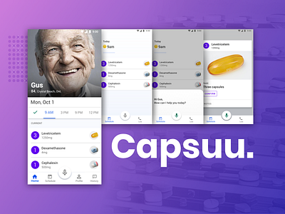 Capsuu Medication Management App concept material design sketch ui ux ux research voice assistant wip