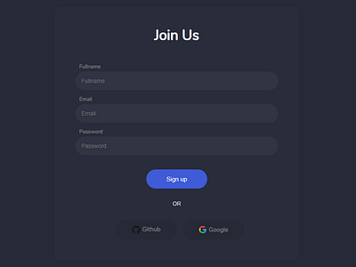 Dark sign up page