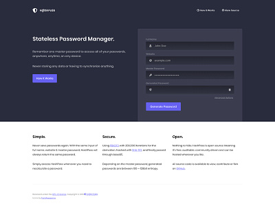 HashPass | Stateless Password Manager github opensource password ui