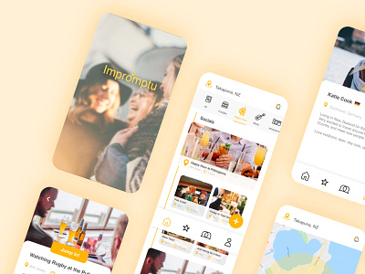 Impromptu App app app design design events meetups social travel uxui