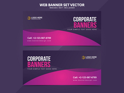 Business Web Banner Set Vector Templates