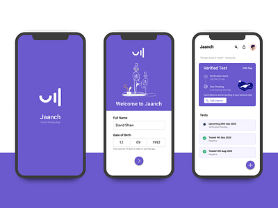 Jaanch - A covid testing app concept app branding design flat logo minimal ui ux