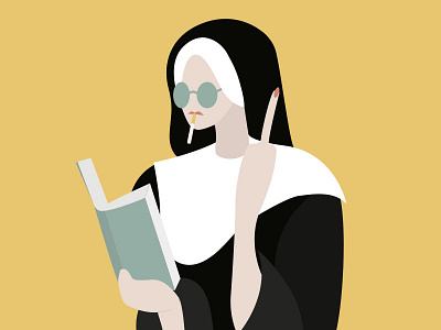 Sister losing her religion graphic design illustration portrait vector illustration