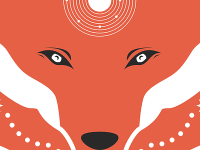 The Fox Who Sees art eyes fox inkscape mucha nouveau open source orange planet solar system star vector