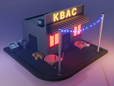 Night kvass shop 3d 3dmodelling blender graphic design illustration