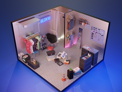 Streetwear lowpoly shop 3d blender clothes graphic design lowpoly