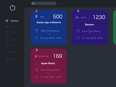 Dark Mode of Keepwastes - Money wastes app app dashboard design ui