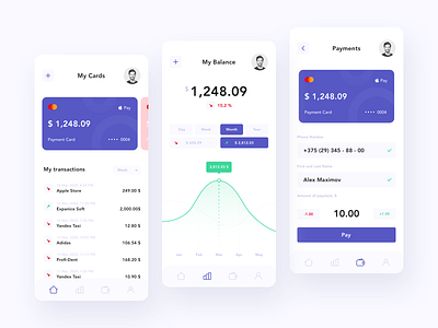 Finance App app bank app banking daily daily ui design flat mobile mobile app mobile ui ui ux vector