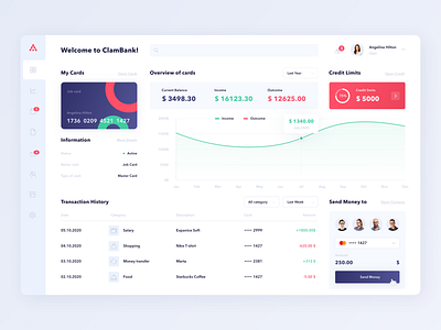 ClamBank banking dashboard dashboard app design illustration sketch ui ux vector web