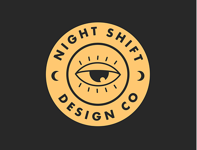 NightShift logo blackandyellow branding design eyeball illustrator logo moon night vector