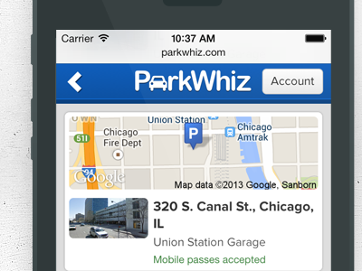 New ParkWhiz Mobile Site android blue iphone mobile mobile-web parkwhiz touch