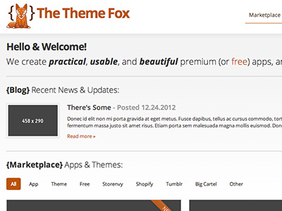The Theme Fox - Homepage brown fox orange site theme fox themes white