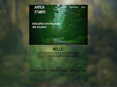 Green mystery green landing page transparent ui web page