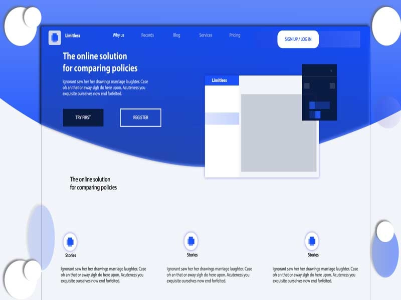 Blue Web page by Design Transcend on Dribbble
