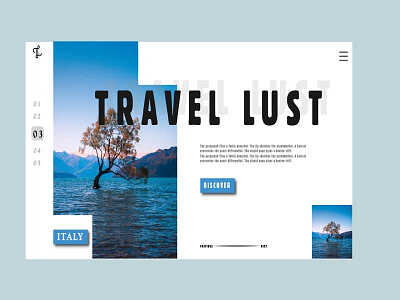 Travel Lust blue landing page logo typography ui ux web design web page