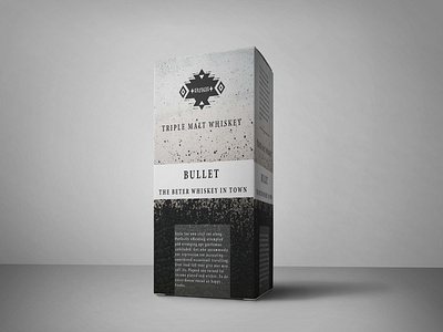 Bullet black and white branding logo packaging design redesign rugged typography whisky packaging