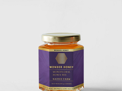 Honey label design branding design gold graphic design honey bee honeycomb illustration typography