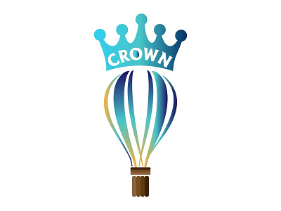 Crown hot air baloon blue branding dailylogochallange design graphic design illustration logo logo a day logo design typography