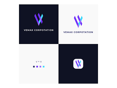 VX letter logo brand brandmark gradients graphic design identity logo minimal modern ui