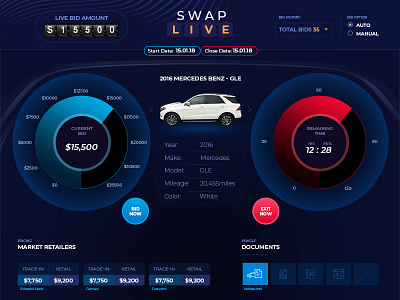 Swap Live Auction auction bidding dashboard live ui ux