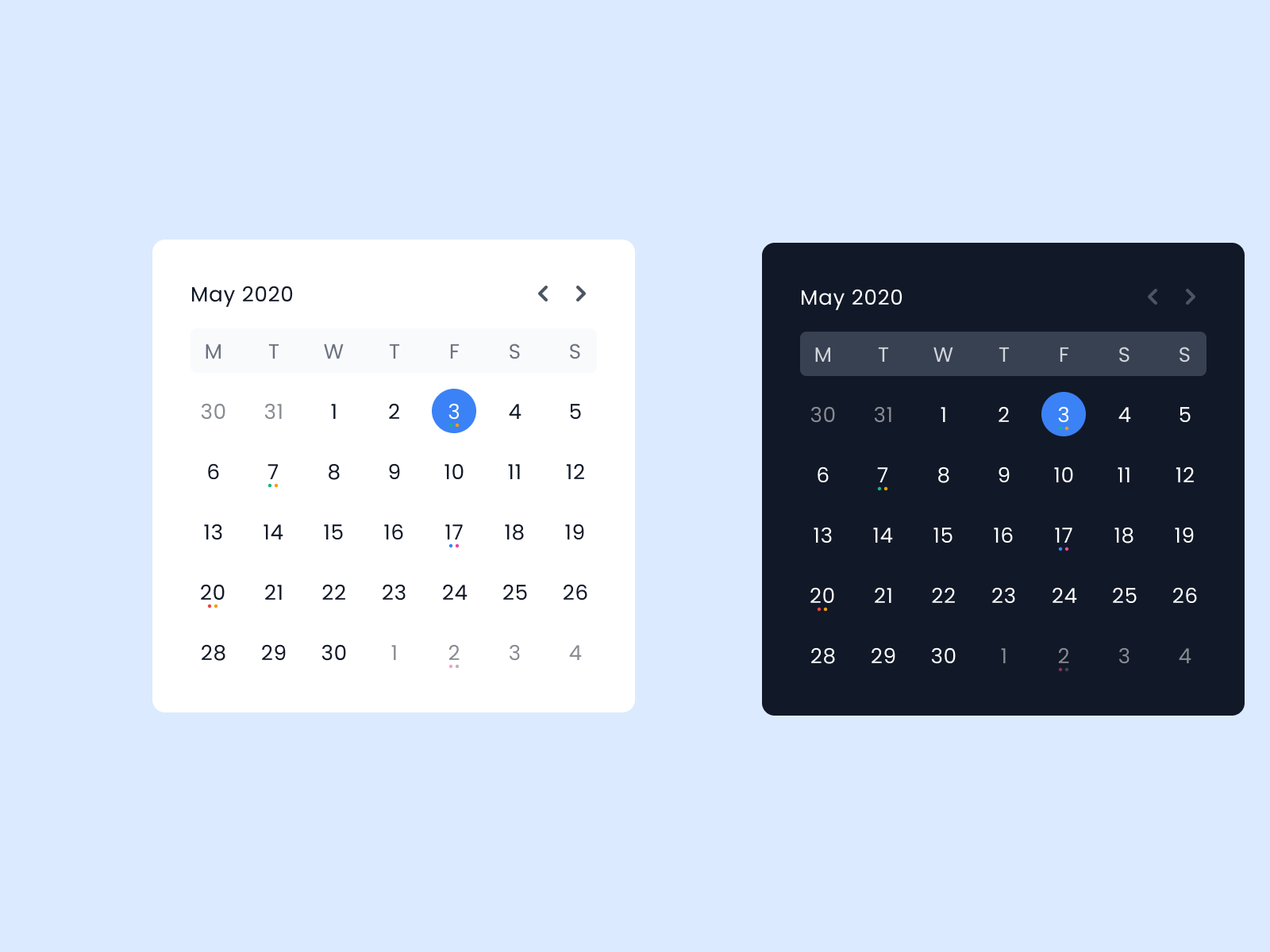 Calendar UI Elements by Iraguha Lionel on Dribbble
