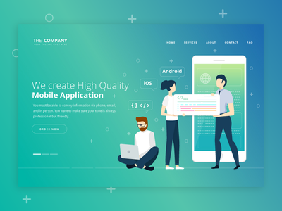 Mobile Application Website design illustration mobile app development vector website banner