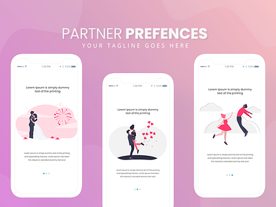 Partner Preference app illustration love mockup design partners ui ux wedding app