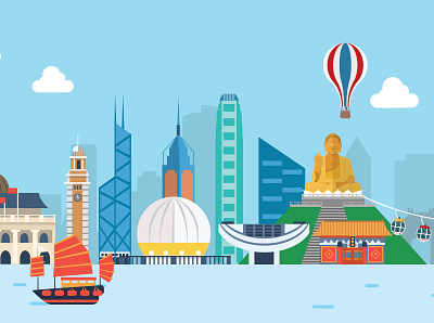 City landmark hongkong illustration